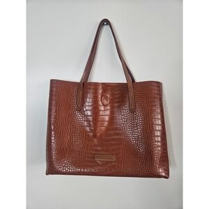 Claudia Canova Brown Croc Tote Bag EEUC Expandable Large Shopper Purse